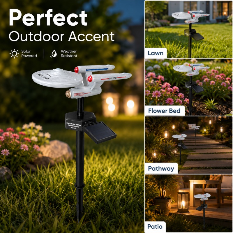 Outdoor Lighting Under Pergola - ไฟประดับสวนรูปยานอวกาศ Star Trek USS Enterprise แบบเสียบลงดิน