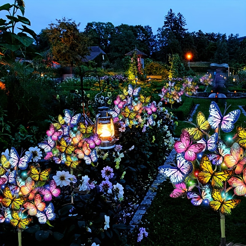 Outdoor Lighting Under Pergola - พลังงานแสงอาทิตย์ LED สวนผีเสื้อไฟกันน้ําที่มีสีสันโคมไฟสนามหญ้ากลางแจ้งสําหรับลานลานเทศกาลคริสต์มาสตกแต่งหลังคา