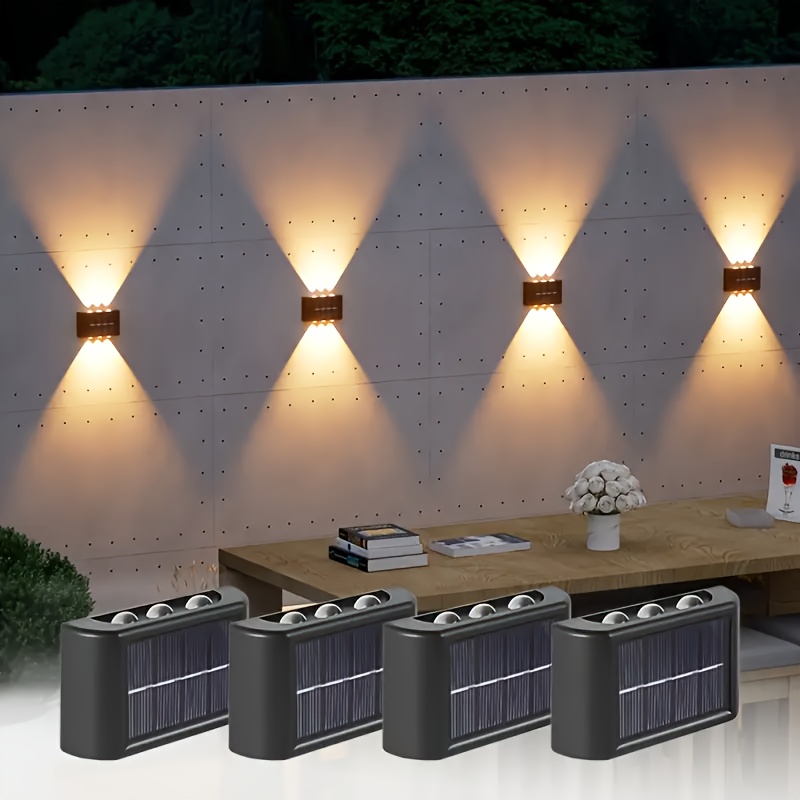 Outdoor Lighting Yard - ไฟ LED พลังงานแสงอาทิตย์สำหรับภายนอกอาคาร กันน้ำ ติดผนัง ส่องสว่างขึ้นและลง