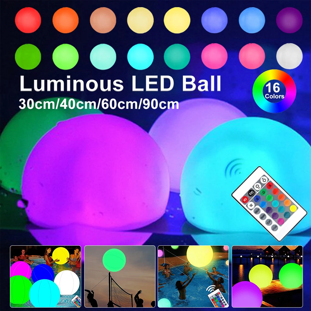 Outdoor Lighting Around Pool - ลูกบอลสำหรับขว้างขนาด60/90ซม. ลูกบอลเรืองแสง LED บอลเรืองแสงสระว่ายน้ำของเล่นชายหาดตกแต่งสวนสนามหญ้า