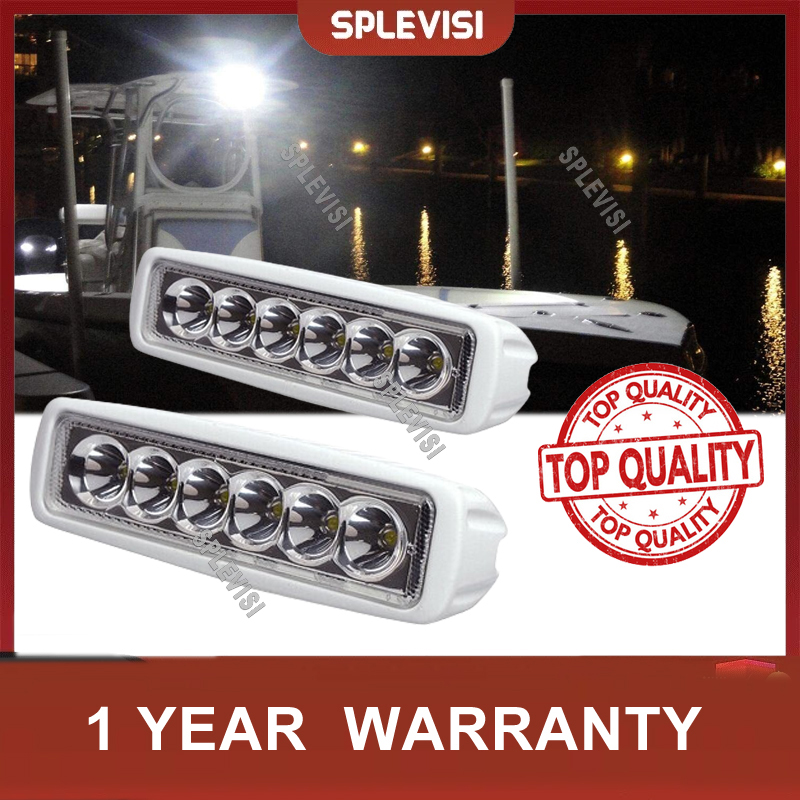 Outdoor Lighting Deck - 2ชิ้น12โวลต์6แอลอีดีไฟสปอร์ตไลท์กระจายแสงสีขาวเรือยอชท์ T-Top IP67โป๊ะกันน้ำตกปลา12โวลต์สีขาว