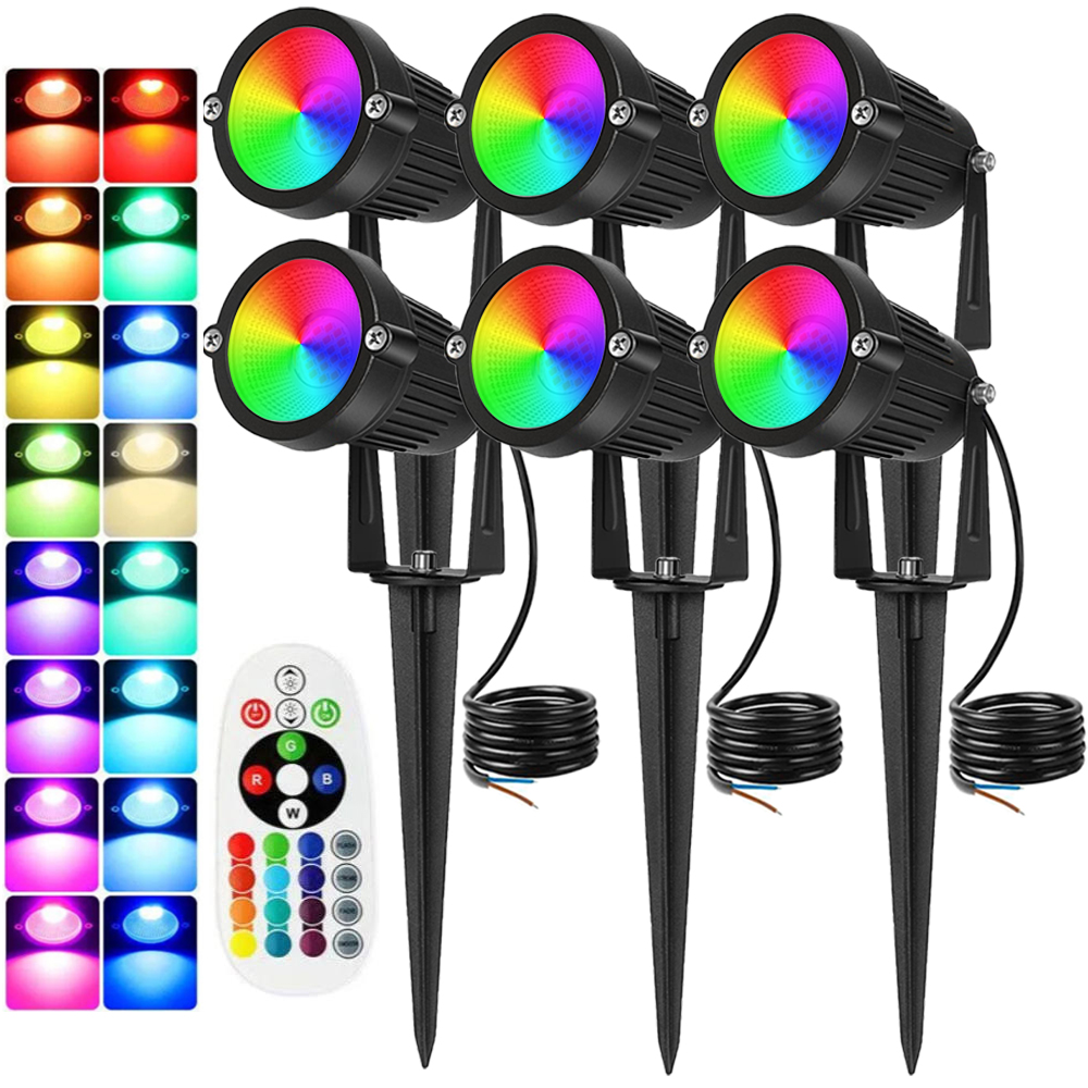 Outdoor Lighting Yard - ไฟส่องสว่างภูมิทัศน์ RGBW 10W พร้อมรีโมท สปอตไลท์ 110V