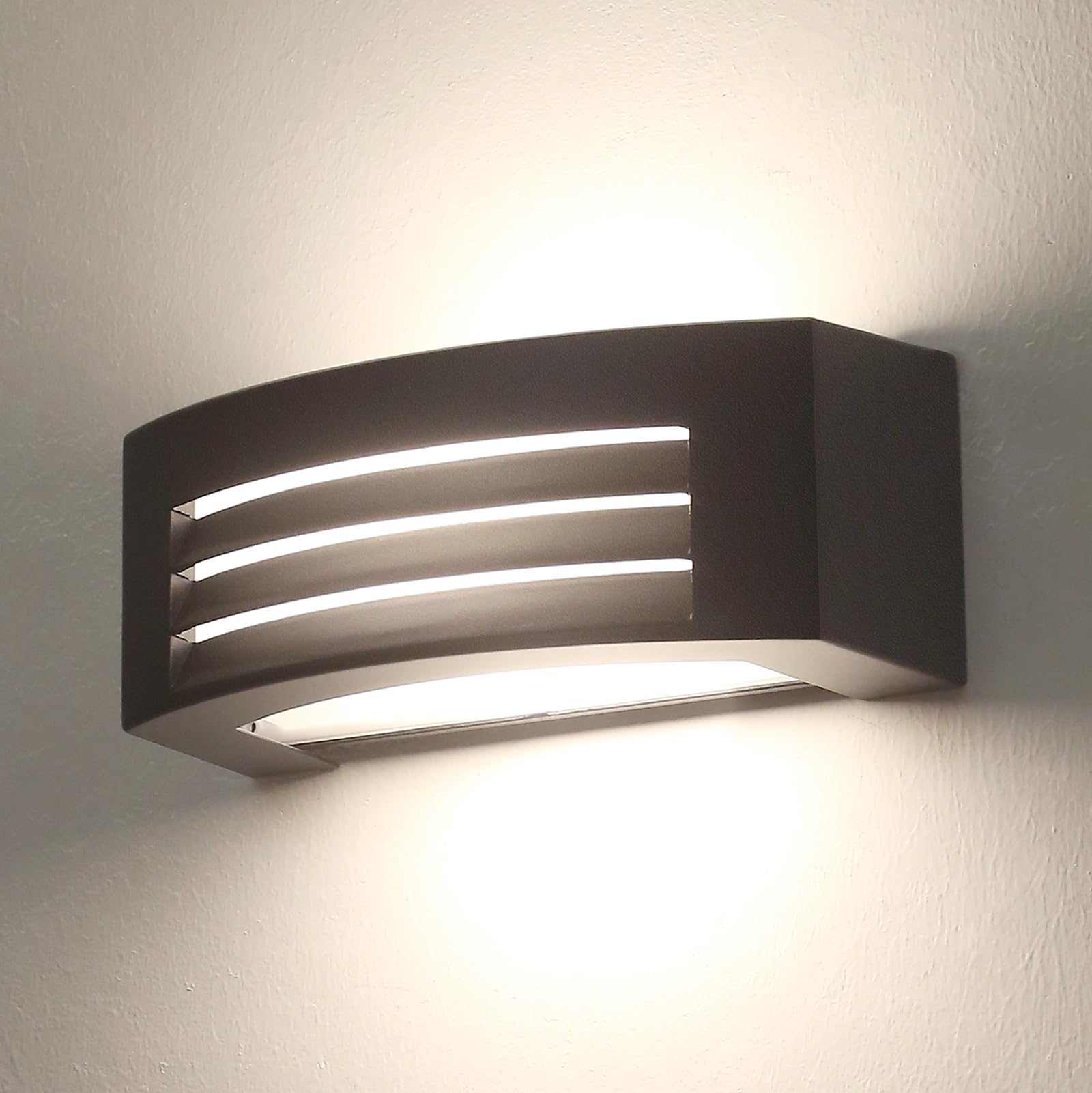 Outdoor Lighting Mains Powered - โคมไฟติดผนังกลางแจ้ง, โคมไฟติดผนังภายนอกอลูมิเนียม, เชิงเทียนติดผนังสีดํา, ฐาน E27 IP54
