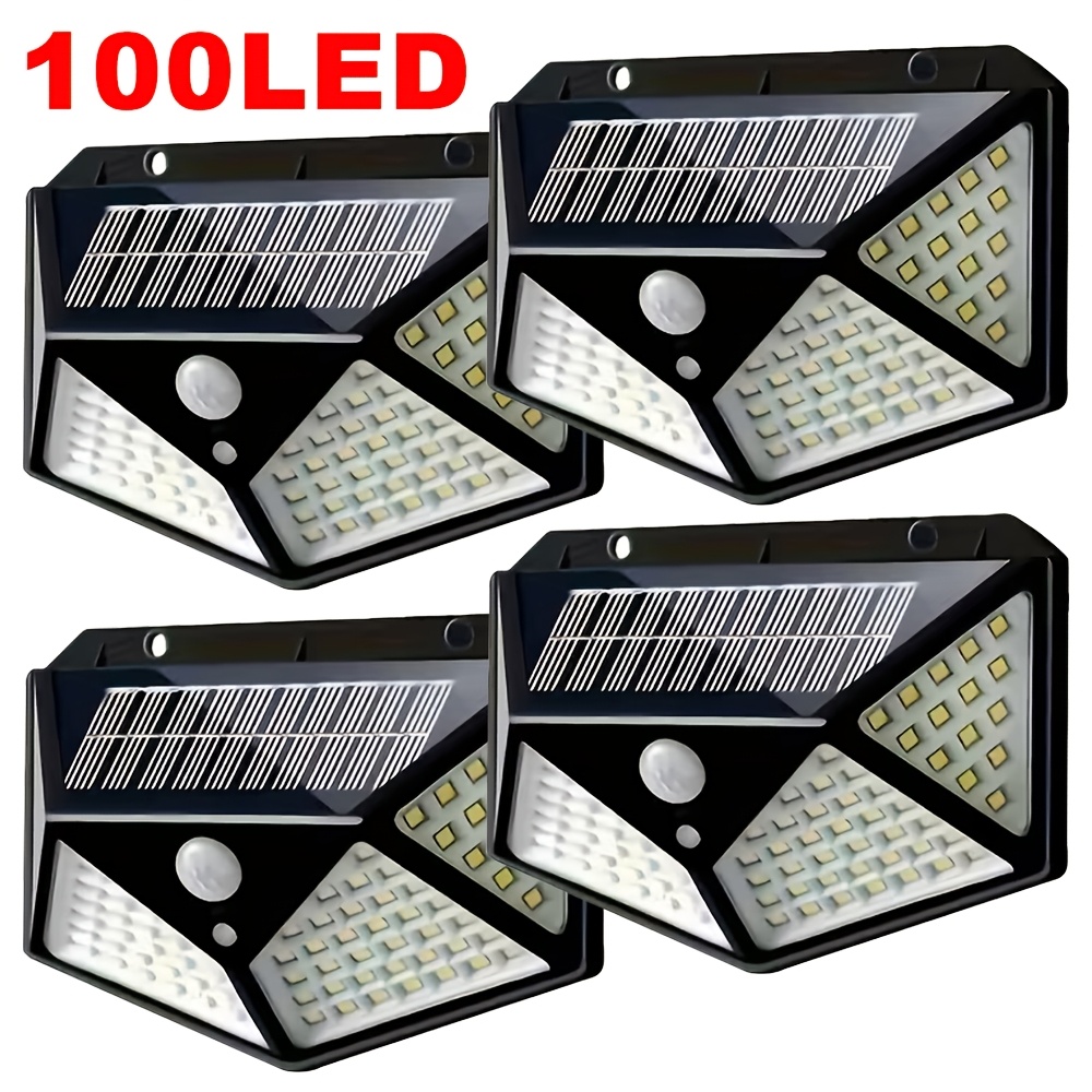 Outdoor Lighting Yard - ไฟสวนโซลาร์เซลล์ 100LED สำหรับภายนอกอาคาร พร้อมเซ็นเซอร์ตรวจจับความเคลื่อนไหว กันน้ำ ใช้ติดผนัง