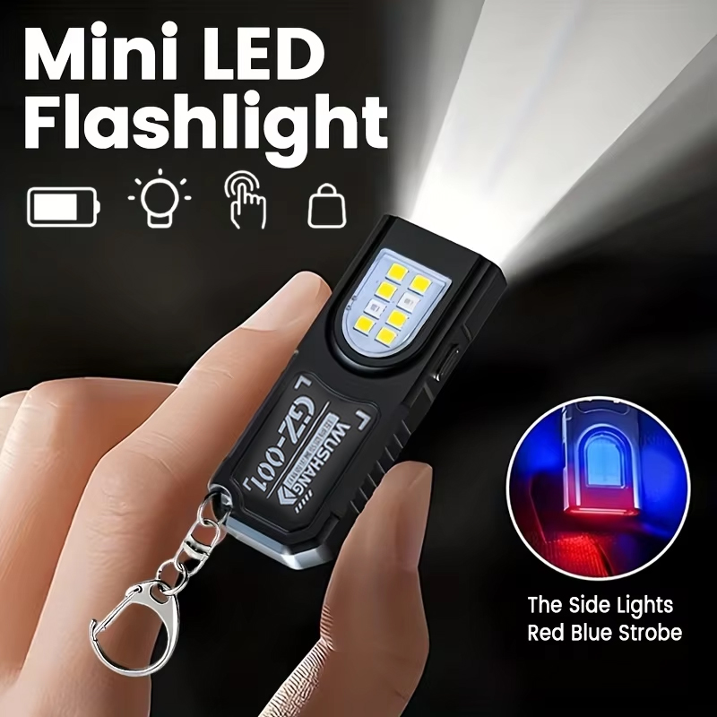 Outdoor Lighting Usb - ไฟฉายพวงกุญแจอเนกประสงค์ ชาร์จผ่าน USB ไฟฉายขนาดเล็กพร้อมไฟทำงานแบบ COB พวงกุญแจสำหรับตั้งแคมป์
