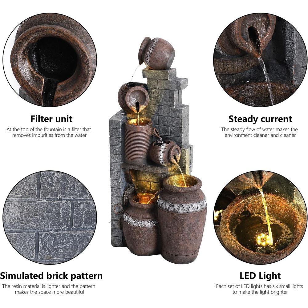 น้ำพุเรซินแบบตั้งพื้น 6 ชั้น ส - Outdoor Lighting Deck บทวิจารณ์และราคา