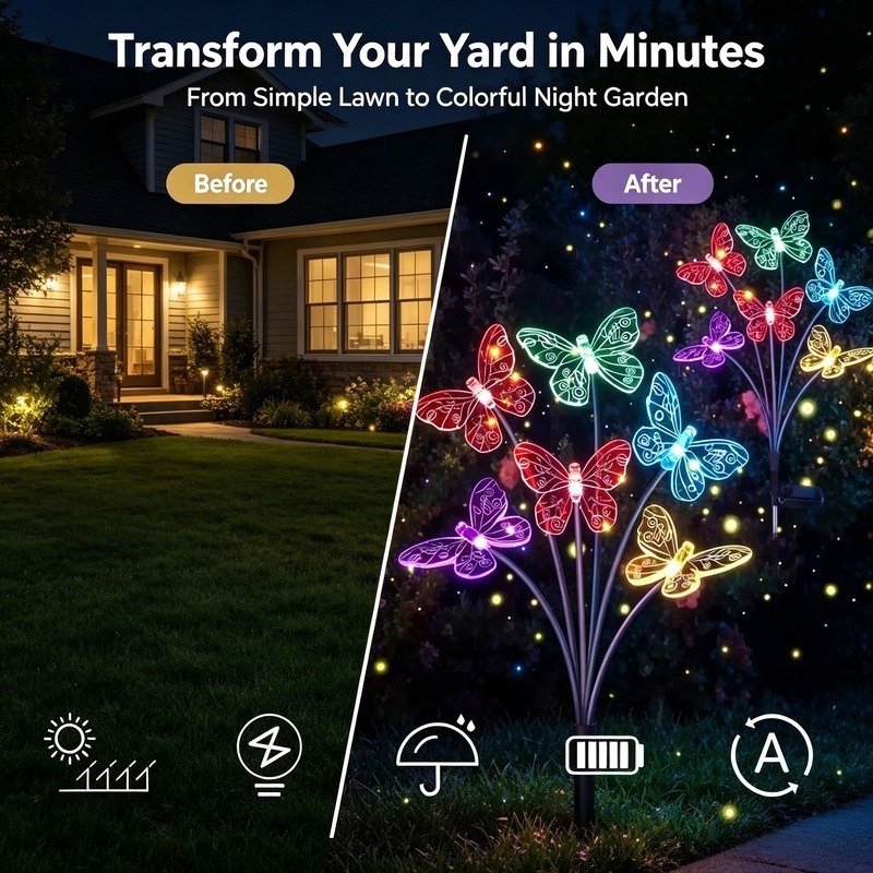 ไฟประดับสวนรูปผีเสื้อพลังงานแส - Outdoor Lighting Yard บทวิจารณ์และราคา