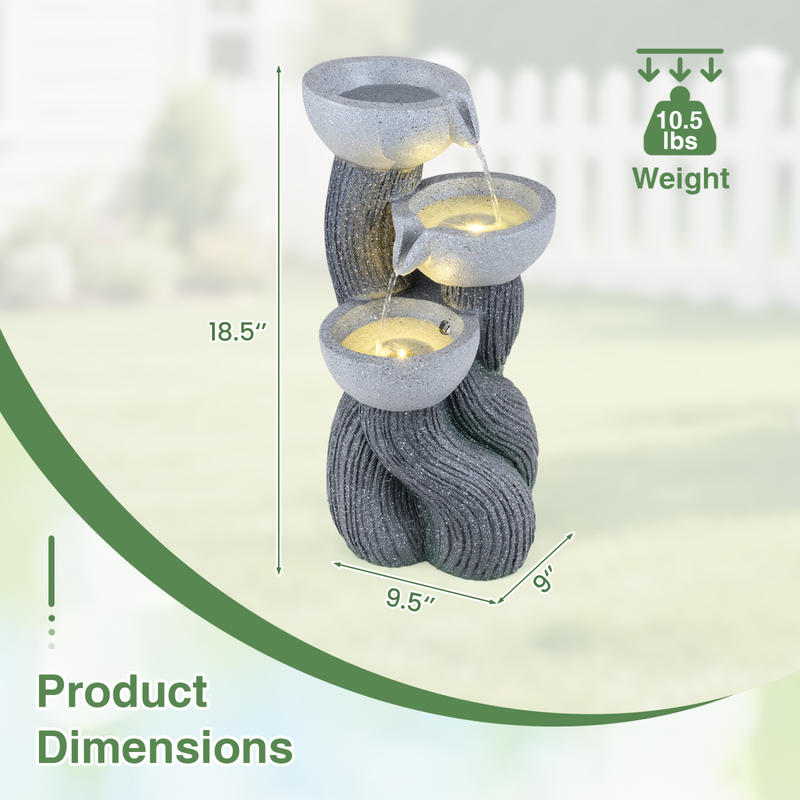 น้ำพุกลางแจ้ง 3 ชั้น พร้อมไฟ L - Outdoor Lighting Deck บทวิจารณ์และราคา