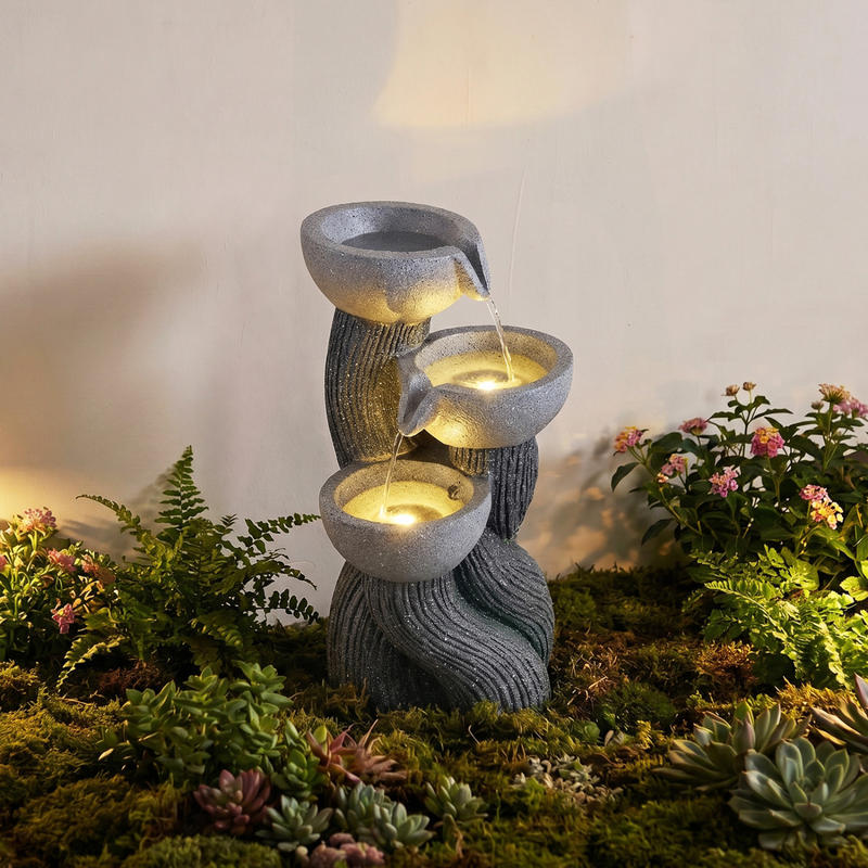 น้ำพุกลางแจ้ง 3 ชั้น พร้อมไฟ L - Outdoor Lighting Deck บทวิจารณ์และราคา