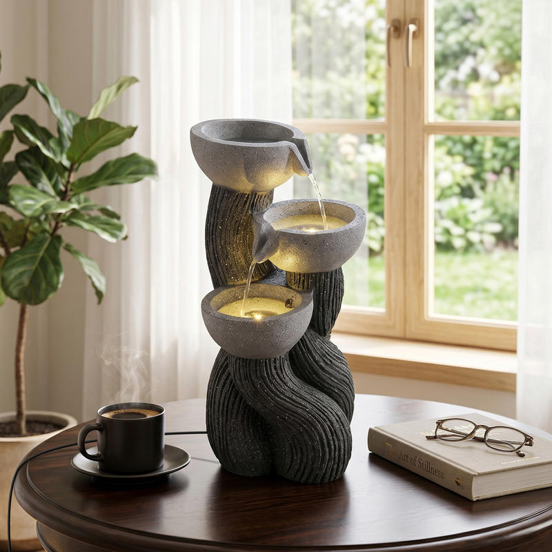 น้ำพุกลางแจ้ง 3 ชั้น พร้อมไฟ L - Outdoor Lighting Deck บทวิจารณ์และราคา