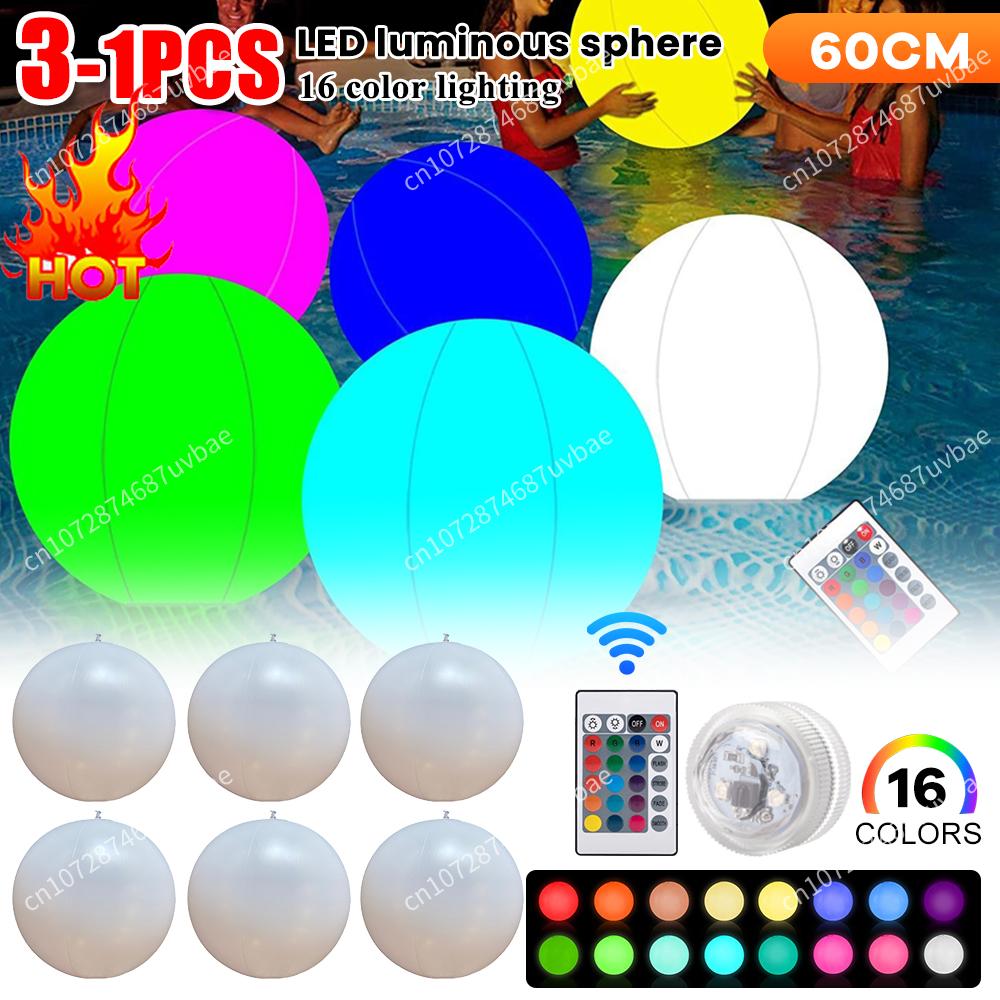 ลูกบอลชายหาดเป่าลม 16 สี LED เ - Outdoor Lighting Around Pool บทวิจารณ์และราคา